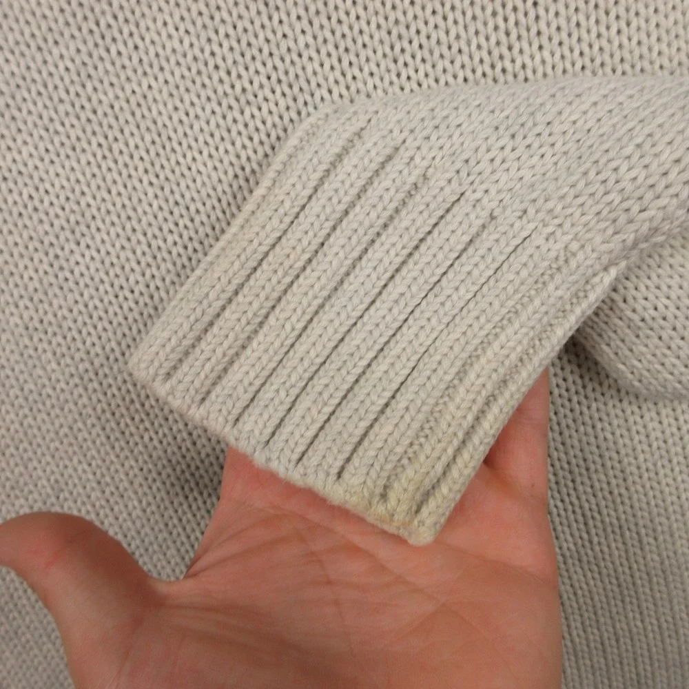 Banana Republic Sweater Mens XL Cream Cable Knit Fisherman 1/4 Button Mock Neck